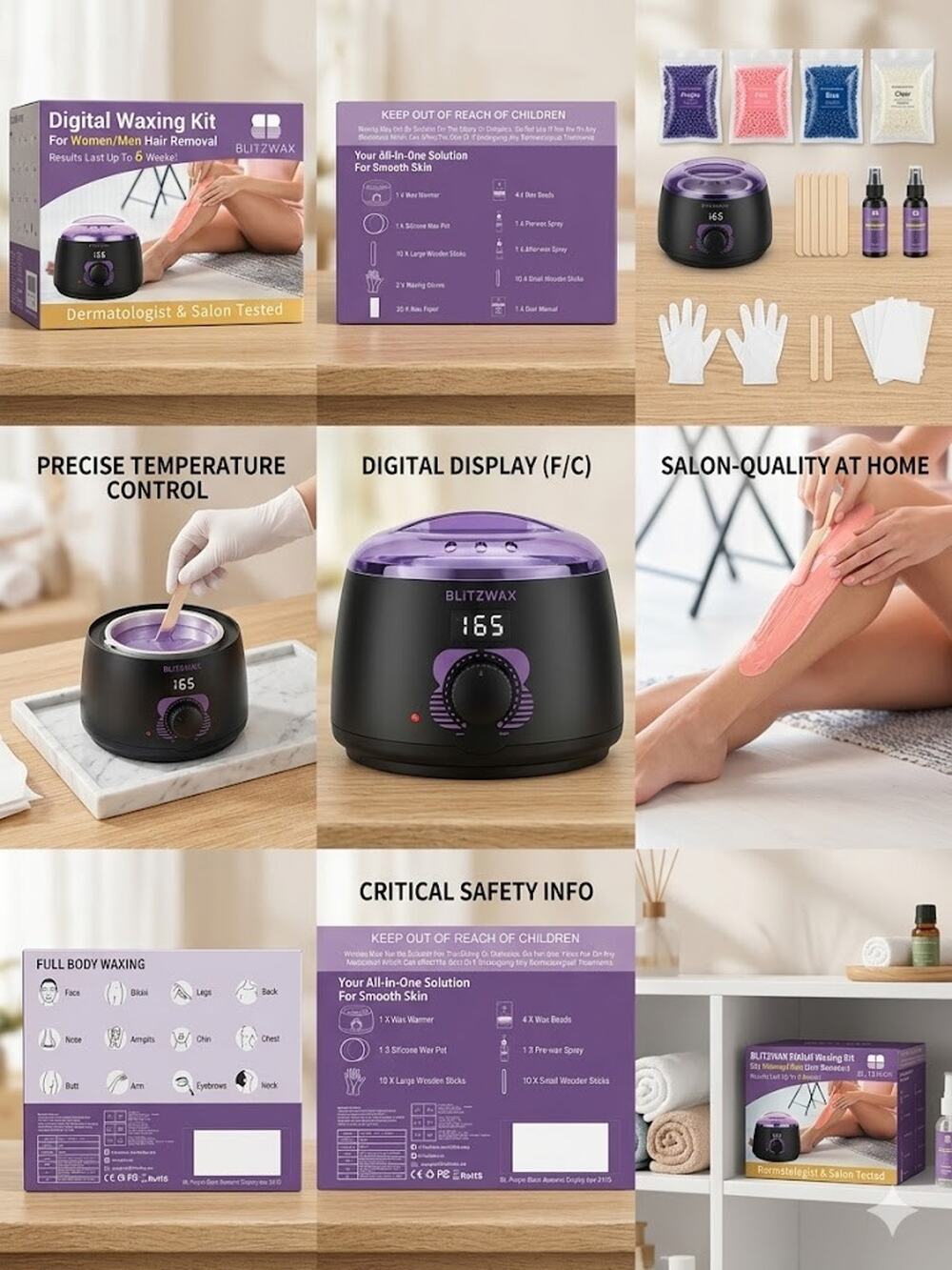 BlitzWax Digital Waxing Kit - Professional At-Home Hair Removal